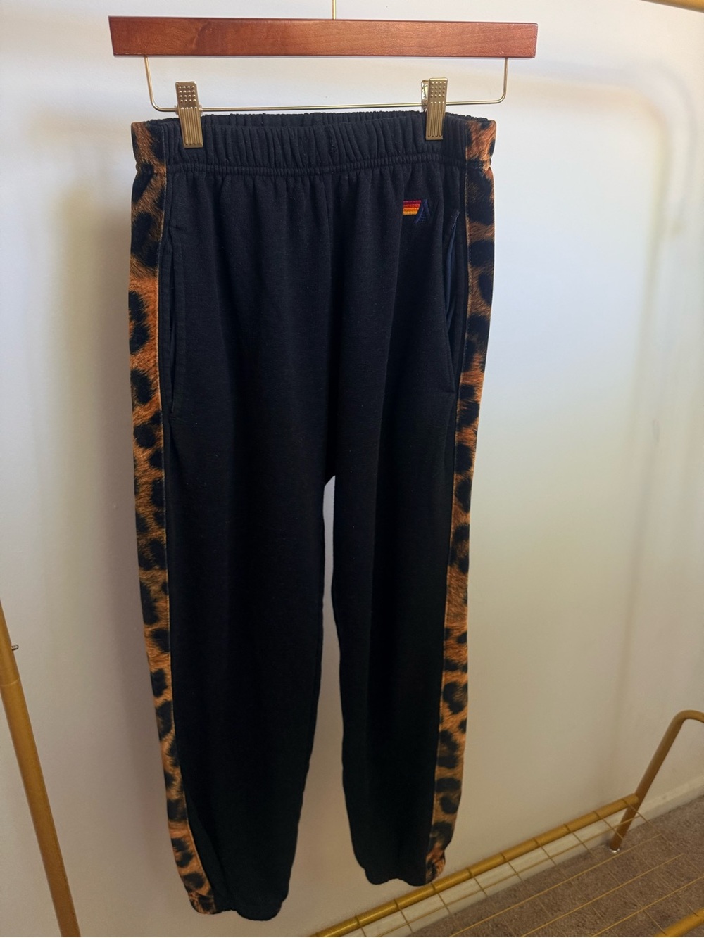 Aviator Nation Men’s Cheetah Stripe Sweatpants - Black